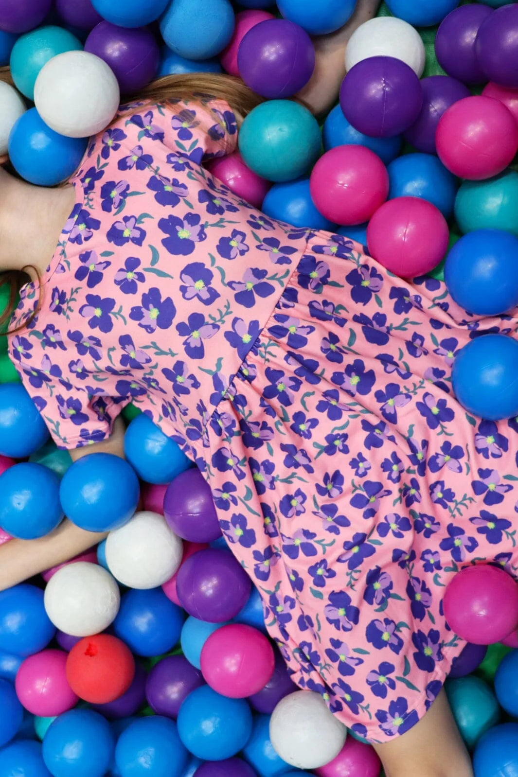 ALMA-SS-BABYDOLL-DRESS (KIDS) - PINK PURPLE FLOWER